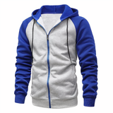 Sportlicher Zip Hoodie mit Verstellbarer Kapuze – Hellgrau Blau