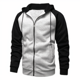 Sportlicher Zip Hoodie mit Verstellbarer Kapuze – Hellgrau Schwarz