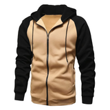 Sportlicher Zip Hoodie mit Verstellbarer Kapuze – Khaki
