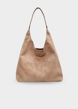 Wildleder Handtasche Damen – Umhängetasche mit Schnalle – Beige