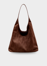 Wildleder Handtasche Damen – Umhängetasche mit Schnalle – Kaffee