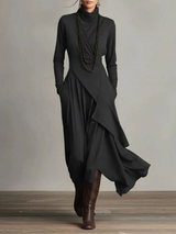 Rylise - drapiertes Maxikleid mit weicher Haptik – Schwarz