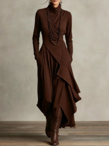 Rylise - drapiertes Maxikleid mit weicher Haptik – Braun