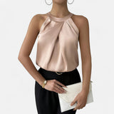 Stilvolles Halter Top Damen rückenfrei – Beige