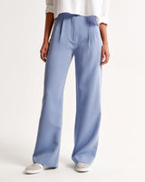 Stoffhose Damen Eleganter Schnitt Bequem – Blau