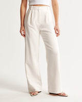 Stoffhose Damen Eleganter Schnitt Bequem – Weiß2