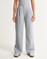 Stoffhose Damen Eleganter Schnitt Bequem – Grau