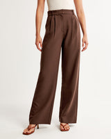 Stoffhose Damen Eleganter Schnitt Bequem – Dunkelbraun