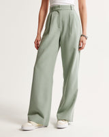 Stoffhose Damen Eleganter Schnitt Bequem – Grün