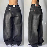 Damen Jeans – Baumwolle – Baggy Streetwear Stil – Weite Passform – Schwarz