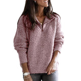 Strukturierter Strickpullover mit Stehkragen – Rosa