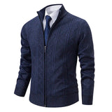 Stylische Strickjacke mit Reißverschluss für Winter – Marineblau- 2