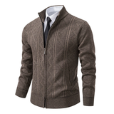 Stylische Strickjacke mit Reißverschluss für Winter – Kaffee
