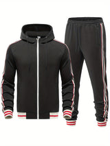 Stylischer Trainingsanzug mit Modernem Streifenlook – Schwarz