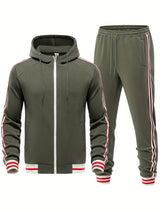 Stylischer Trainingsanzug mit Modernem Streifenlook – Armeegrün