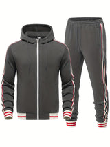 Stylischer Trainingsanzug mit Modernem Streifenlook – Dunkelgrau
