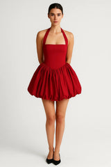 Fenja | Mini-Kleid mit Puffärmeln – Rot