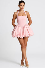 Fenja | Mini-Kleid mit Puffärmeln – Hellrosa