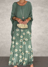 Lara | Elegantes fließendes Maxikleid – Verwaschenes Grün