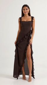 Selin | Elegantes Abend-Maxikleid – Braun