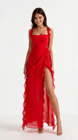 Selin | Elegantes Abend-Maxikleid – Rot