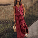Lorna – Stilvolles ärmelloses Maxikleid – Rot