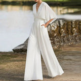 Eowyn – Eleganter Jumpsuit mit weitem Bein – Weiß