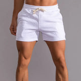 Klassische Herren Baumwoll Kurze Hose – Weiß grau