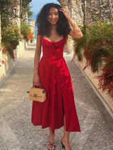 Tivelle – Elegantes Kleid im Korsettstil – Rot