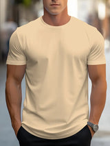 T-Shirt Basic Herren Rundhals Kurzarm – Hellgelb