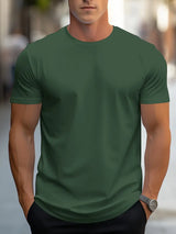 T-Shirt Basic Herren Rundhals Kurzarm – Dunkelgrün