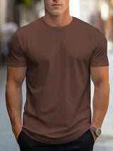 T-Shirt Basic Herren Rundhals Kurzarm – Dunkelbraun