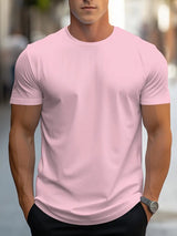 T-Shirt Basic Herren Rundhals Kurzarm – Rosa