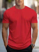 T-Shirt Basic Herren Rundhals Kurzarm – Rot