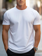 T-Shirt Basic Herren Rundhals Kurzarm – Weiß
