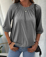Caro™ - Schicke Bluse mit Bischofsärmeln – Grau