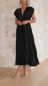 Alexis - Elegantes Faltenkleid – SCHWARZ