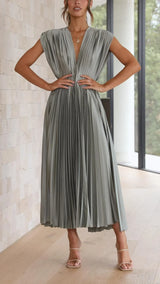 Maria – Elegantes Damen Plisseekleid – Gray