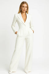 Taillierter Blazer-Jumpsuit Mit Weitem Bein - Luisa – Weiß