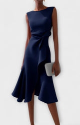 Tailliertes Abendkleid Mit Faltendetails - Karla – Marineblau
