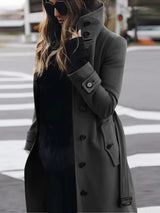 Tanya | Langer wasserdichter Trenchcoat – Dunkelgrau