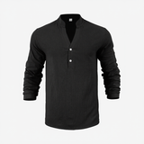 Stephan™ Hemd Aus Baumwoll-Leinen Mit Minimalistischem Design – Schwarz