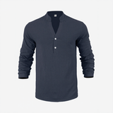 Stephan™ Hemd Aus Baumwoll-Leinen Mit Minimalistischem Design – Dunkelblau