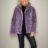 Panther Luxe™ Mantel aus Plüschfell mit Wildtierprint / Die kühne Seite Femininer Eleganz! – Lila
