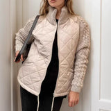 Norwegische weichgesteppte Jacke mit Strickdetails / Europäisches Design, das Stil verkörpert! – Khaki