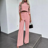 Nina™ Set mit High-Neck-Crop-Top – Pink