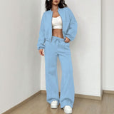 Naomi™ Premium-Sweatshirt-Set mit Zip-Jacke – Himmelblau