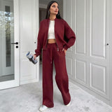 Naomi™ Premium-Sweatshirt-Set mit Zip-Jacke – Bordeaux