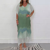 Doha™ Voile-Kleid-Set mit Schleier-Effekt und Kimonoärmeln – Grün