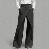 Anya™ Jeans mit Wickeleffekt und asymmetrischer Frontüberlappung – Schwarz